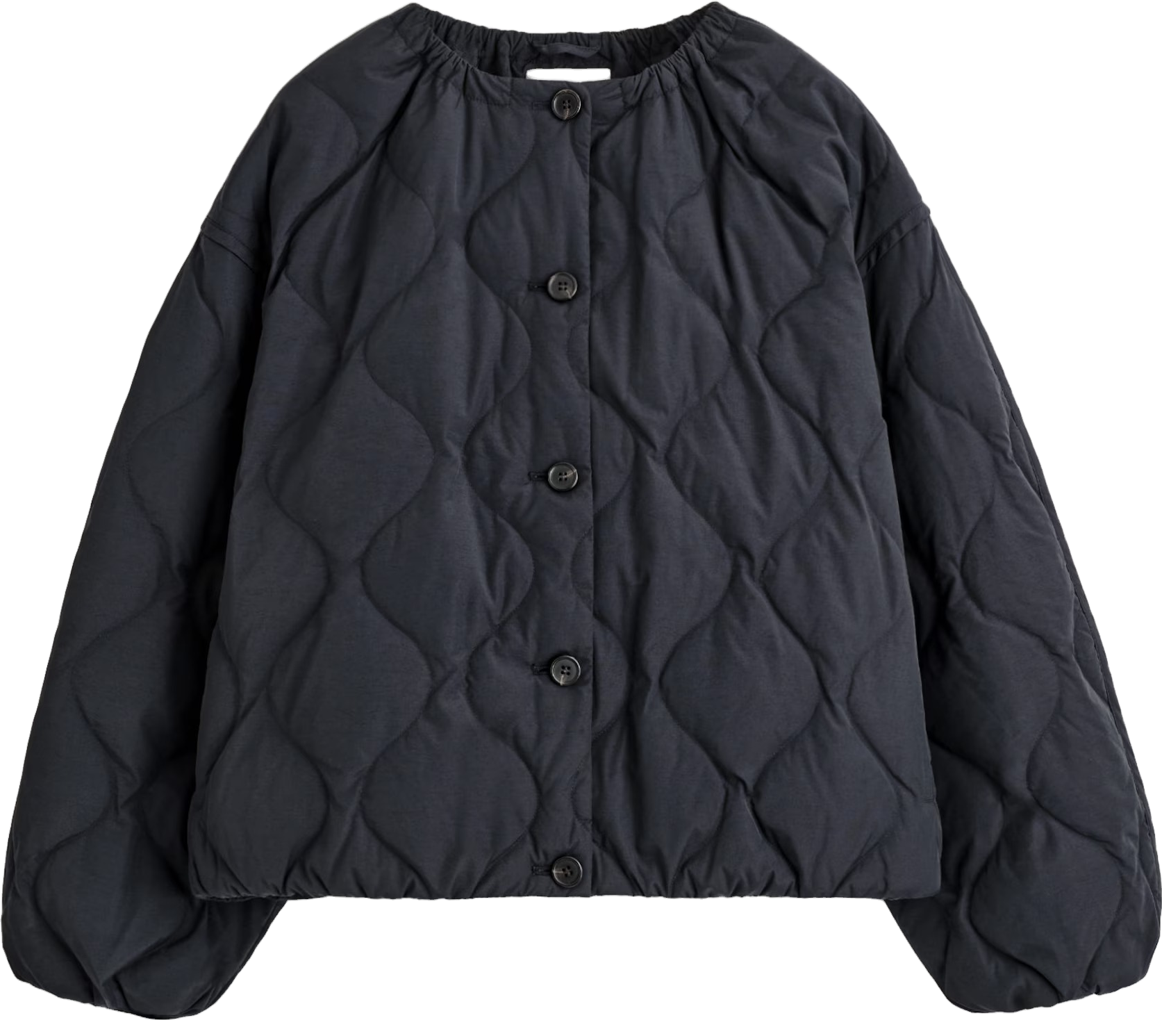 Cos Gathered Quilted Down Jacket In Navy - 50% Off | Editorialist
