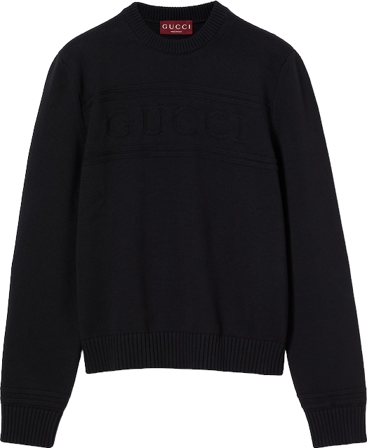 Gucci Knit Cotton Wool Sweater With Intarsia - Black | Editorialist