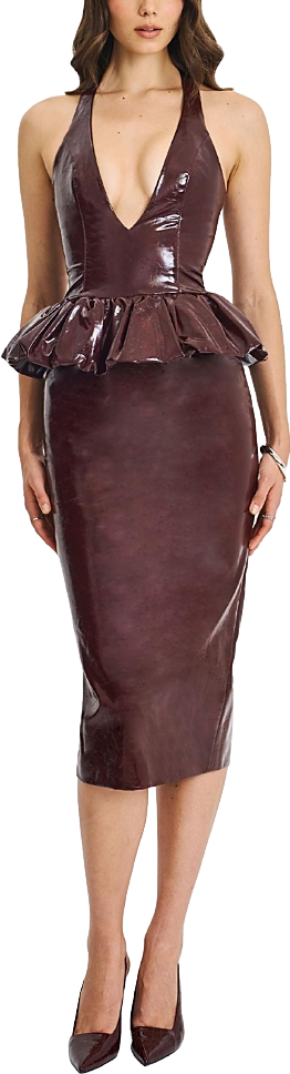 bhldn holly faux leather halter midi dress In White - 31% Off Bhldn anthropologie