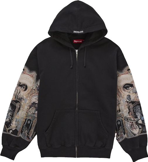 Supreme X Michael Jackson Graphic-Print Zip-Up Hoodie - Black