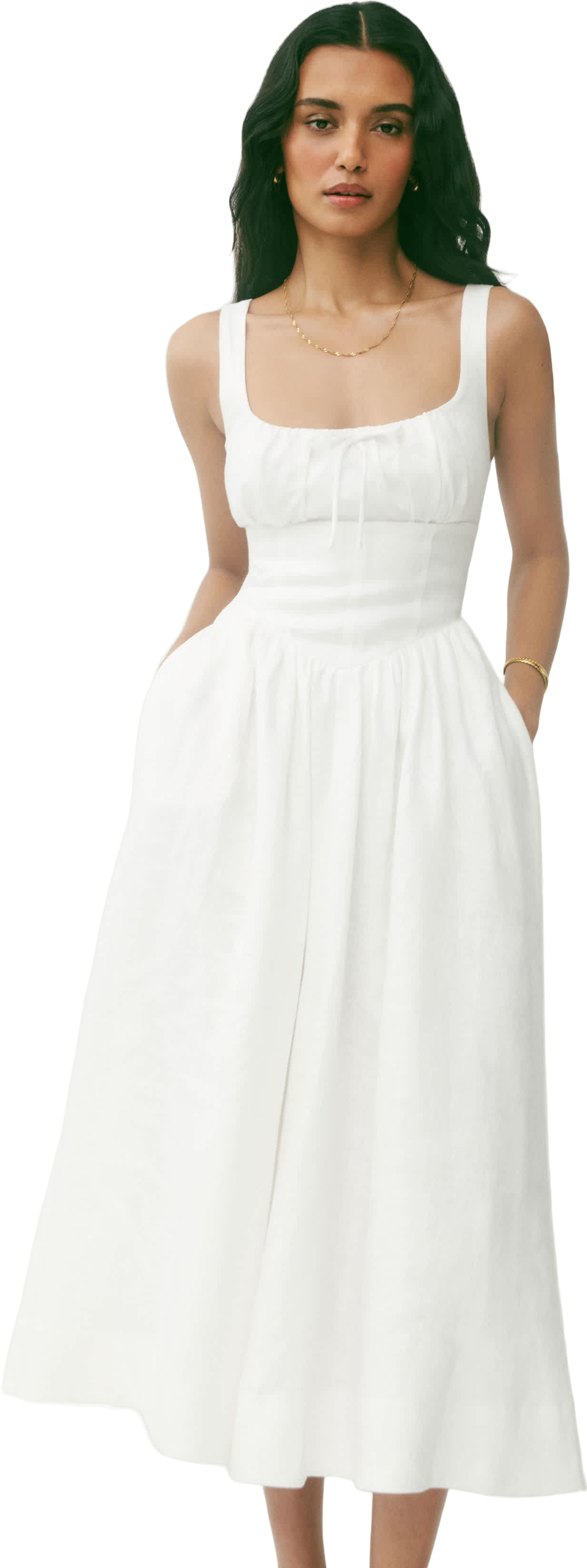Reformation Balia Linen Dress - Ivory | Editorialist