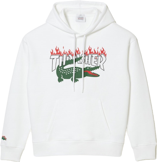 Lacoste X Polaroid Logo-Patches Hoodie - White | Editorialist