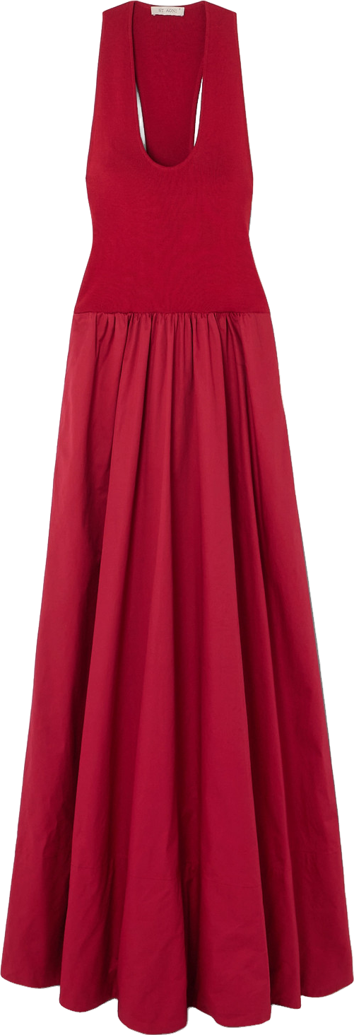st. agni ribbed-knit and poplin maxi dress St. Agni - Ribbed jersey and cotton-blend poplin maxi dress