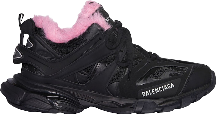 Balenciaga Track Fake Fur Sneakers - Black/Pink | Editorialist