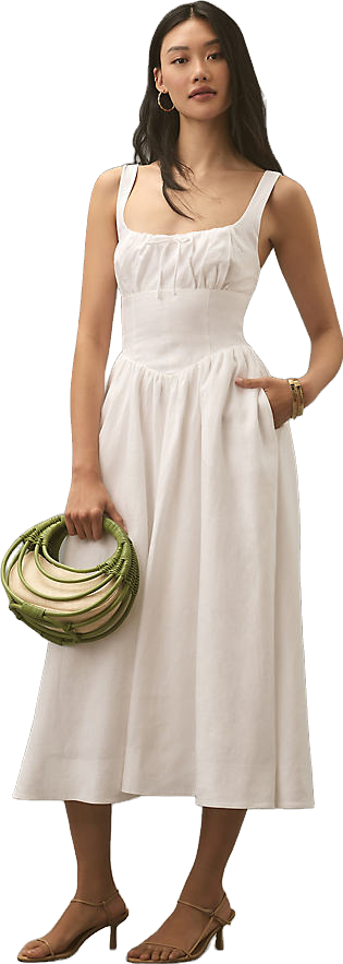 Reformation Balia Linen Dress - Ivory | Editorialist