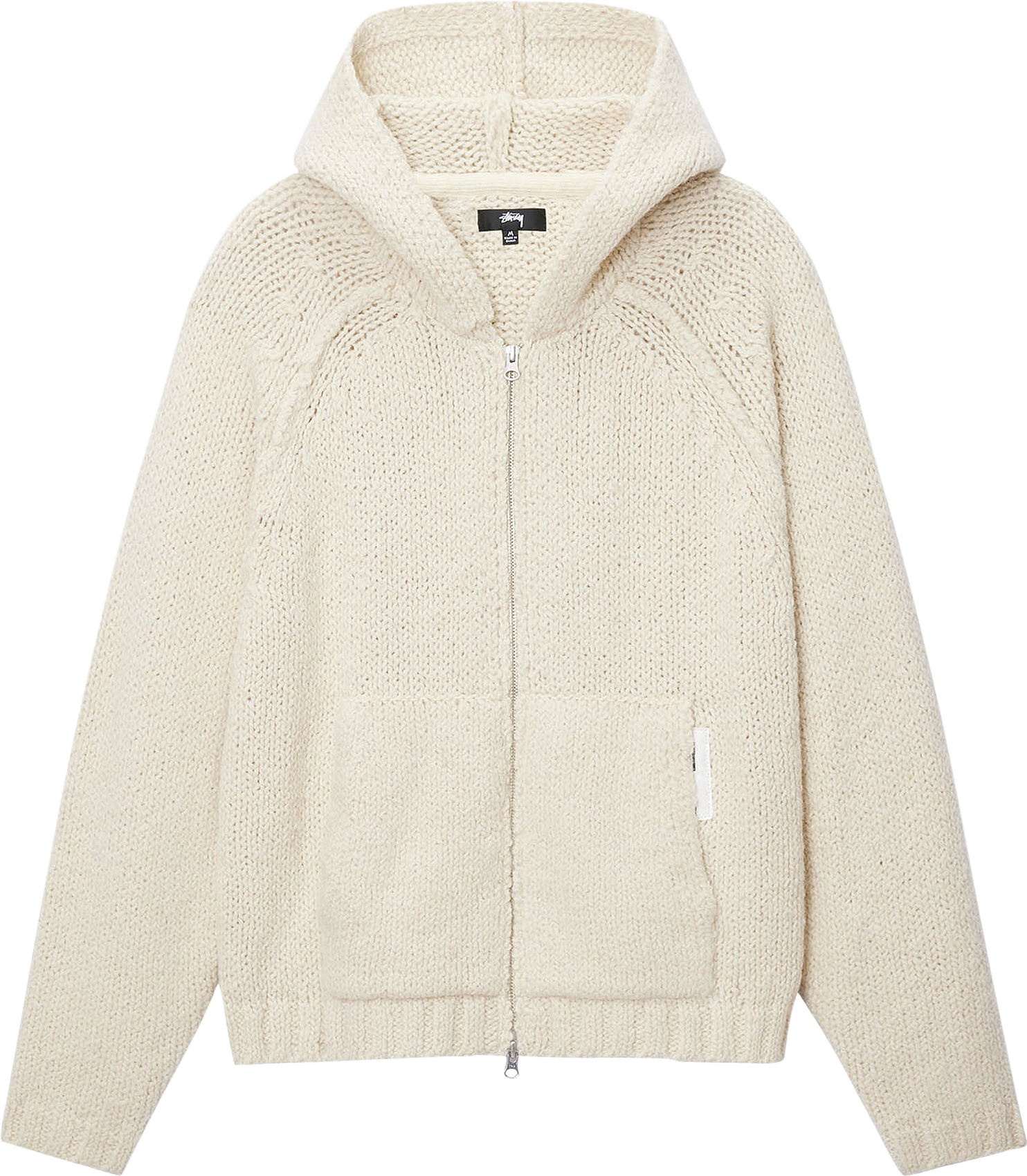 StüSsy Chunky Knit Zip Hoodie - Cream | Editorialist