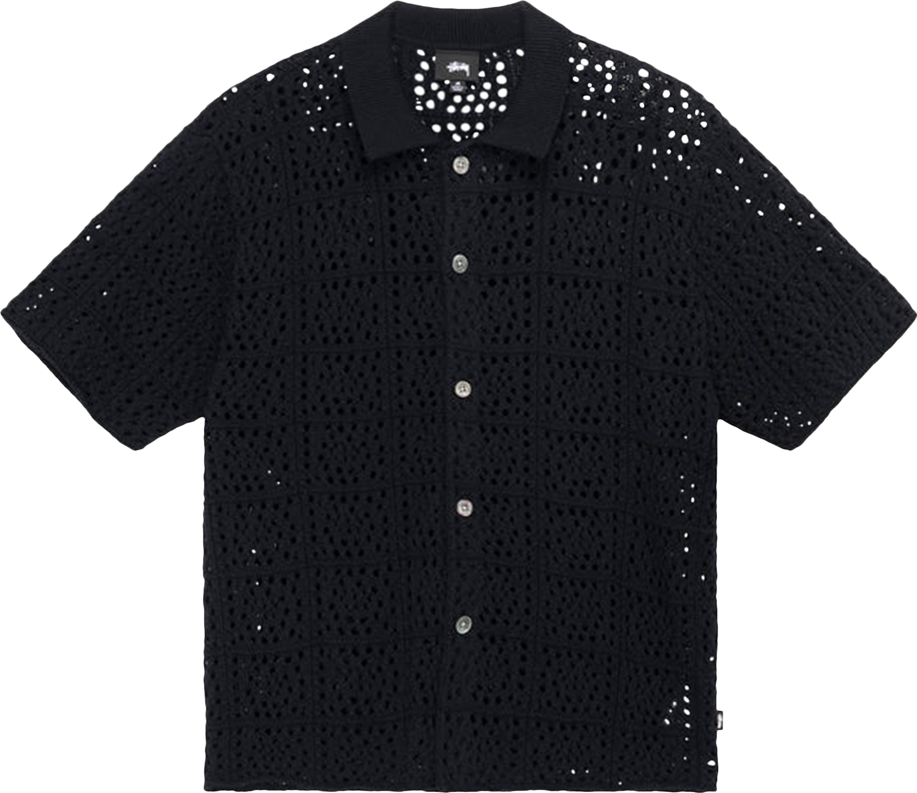 StüSsy Perforated Swirl Knit Shirt - Black | Editorialist