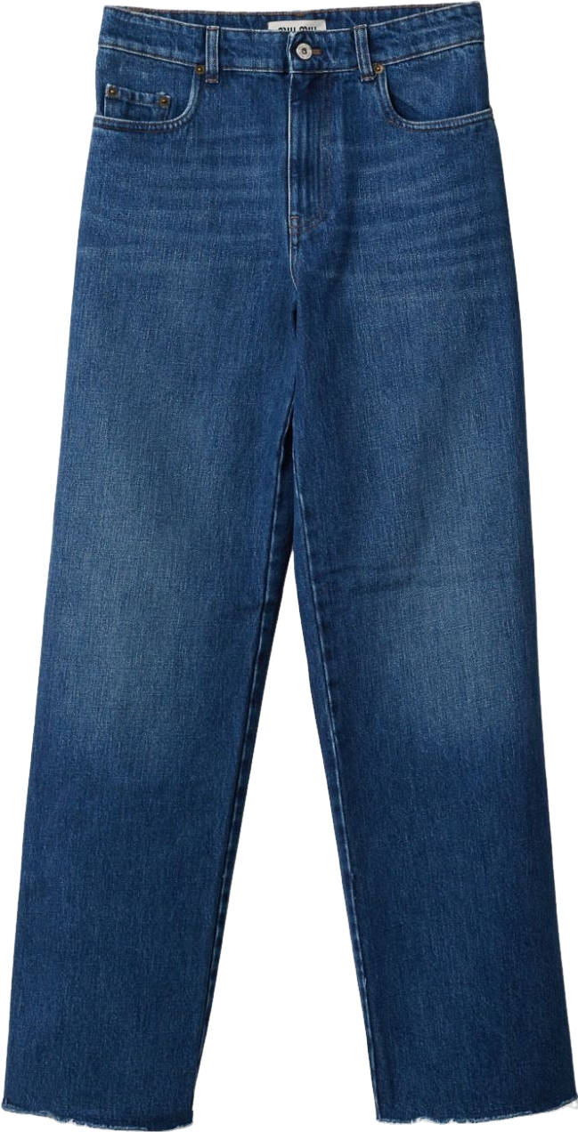 Miu Miu Logo-Appliqué Straight-Leg Jeans - Blue | Editorialist