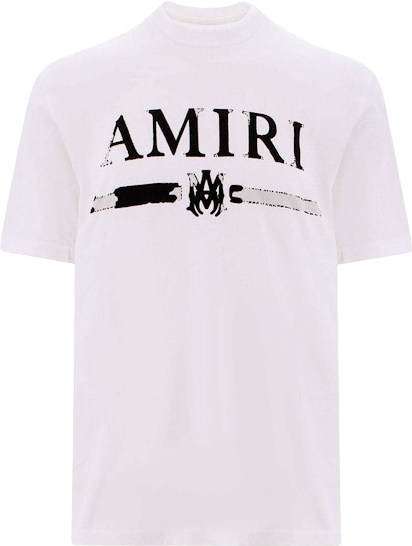 Amiri Ma Bar Applique Logo Tee Shirt - White/black | Editorialist
