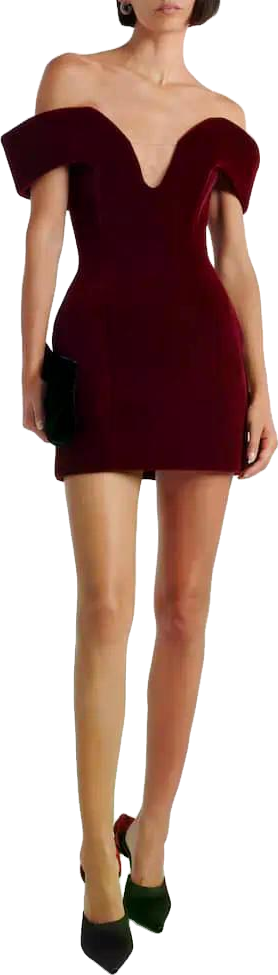 david koma burgundy dress CRYSTAL EMBROIDERED STRAPS AND COWL MINI DRESS  David Koma