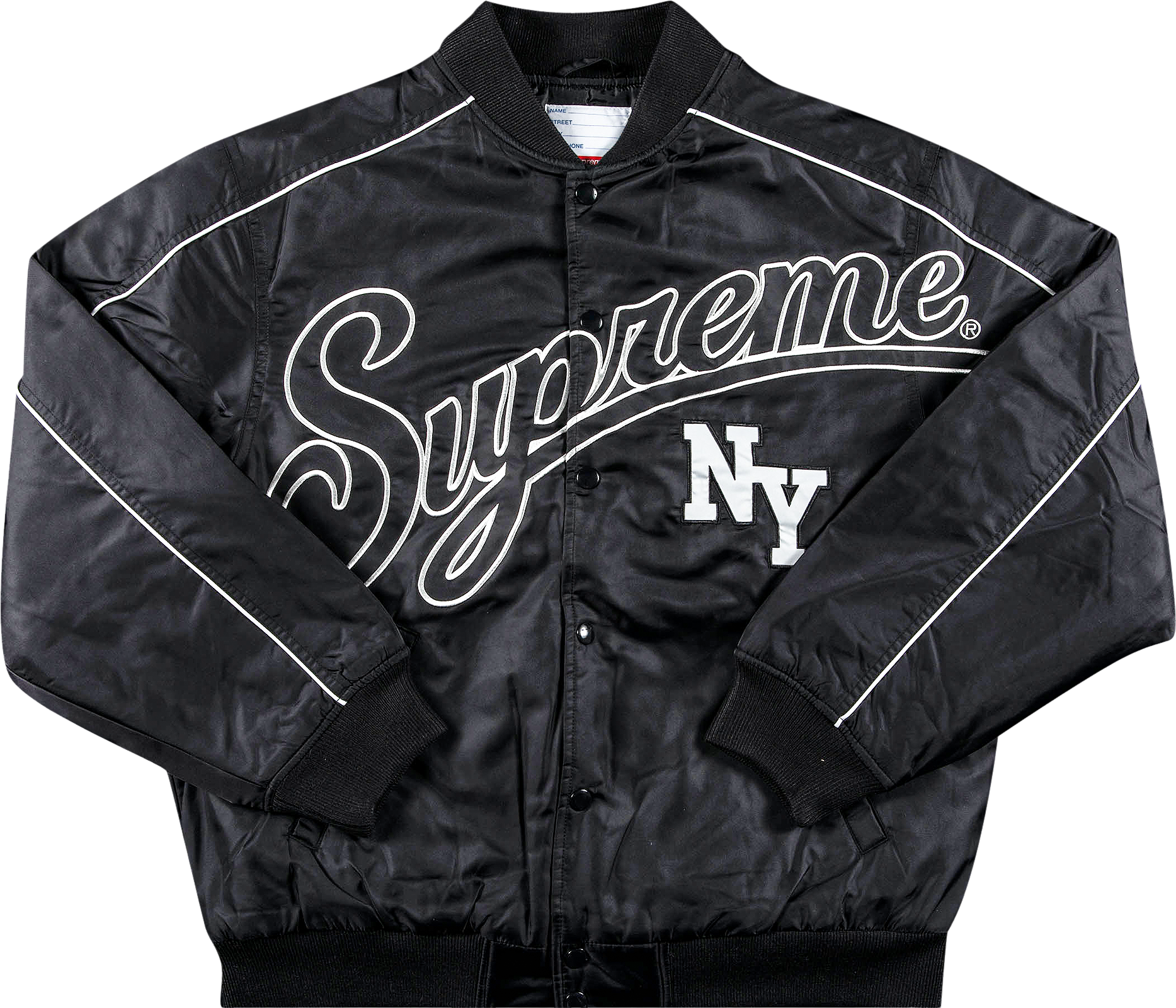 Supreme Contrast Script Varsity Jacket - Red | Editorialist