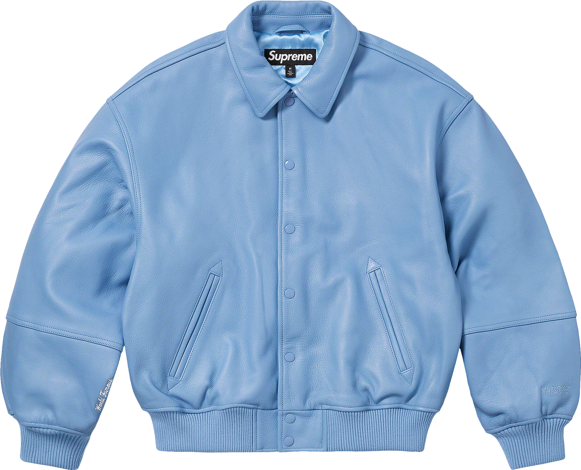 Supreme Gore-Tex Infinium Windstopper Leather Varsity Jacket