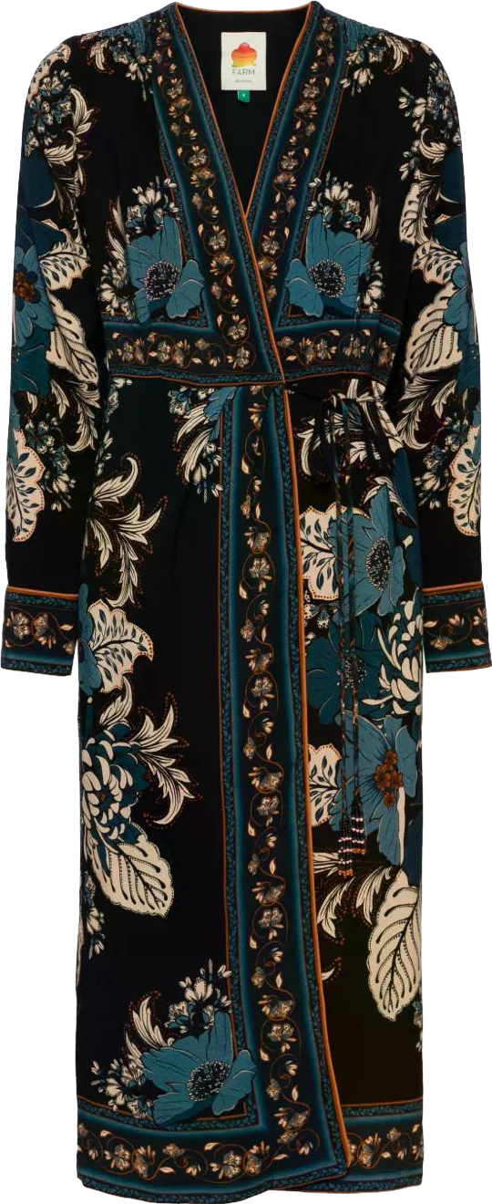 Buy Farm Rio Blossom Tapestry Midi Dress - Blossom Tapestry Black At 76% Off