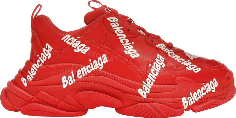Balenciaga Triple S Clear Sole Sneakers - Red | Editorialist