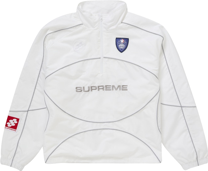 Supreme Reflective Piping Pullover Jacket - White | Editorialist