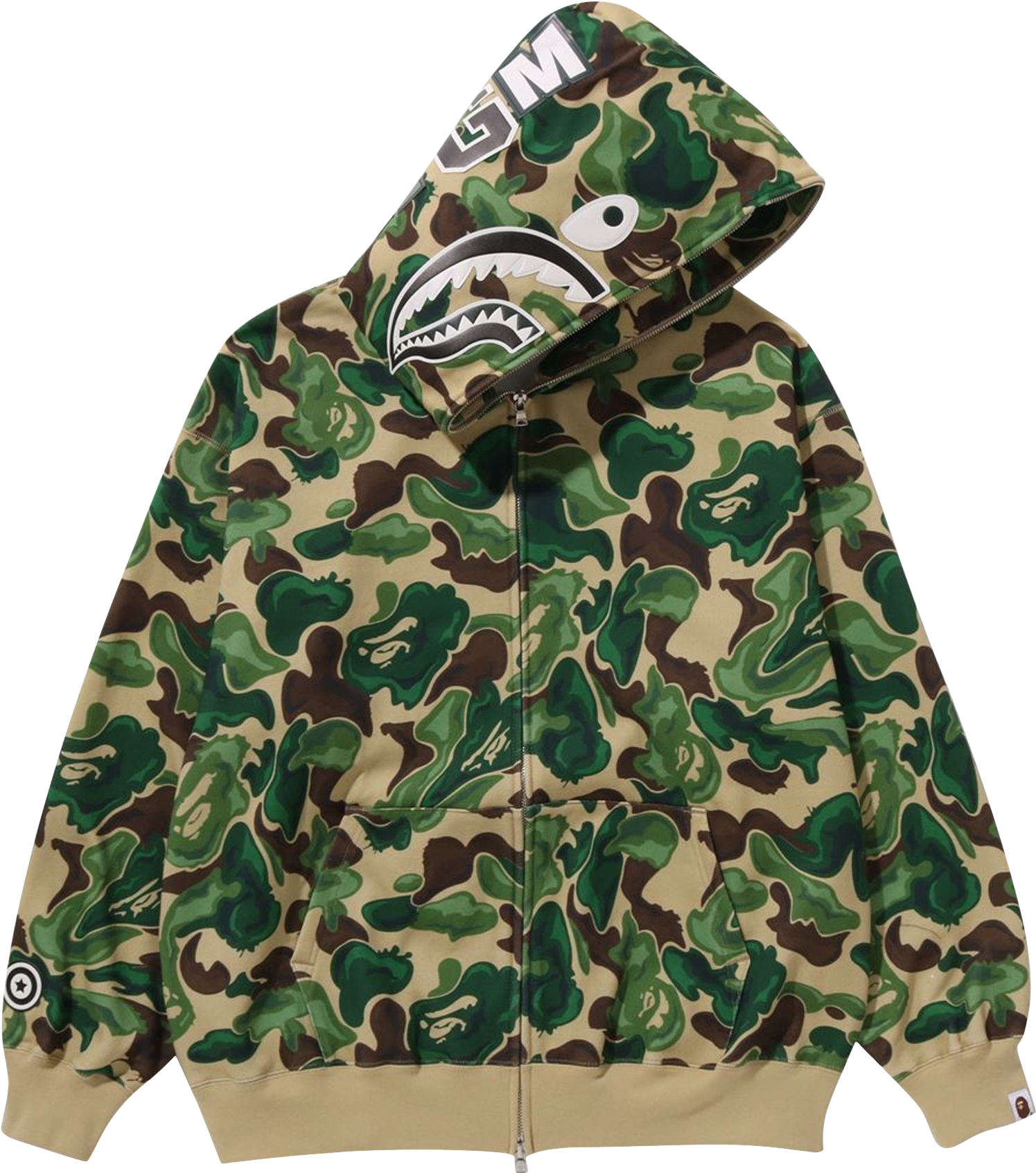 A Bathing Ape Art Camo Shark Hooded Zip-Up - Green | Editorialist