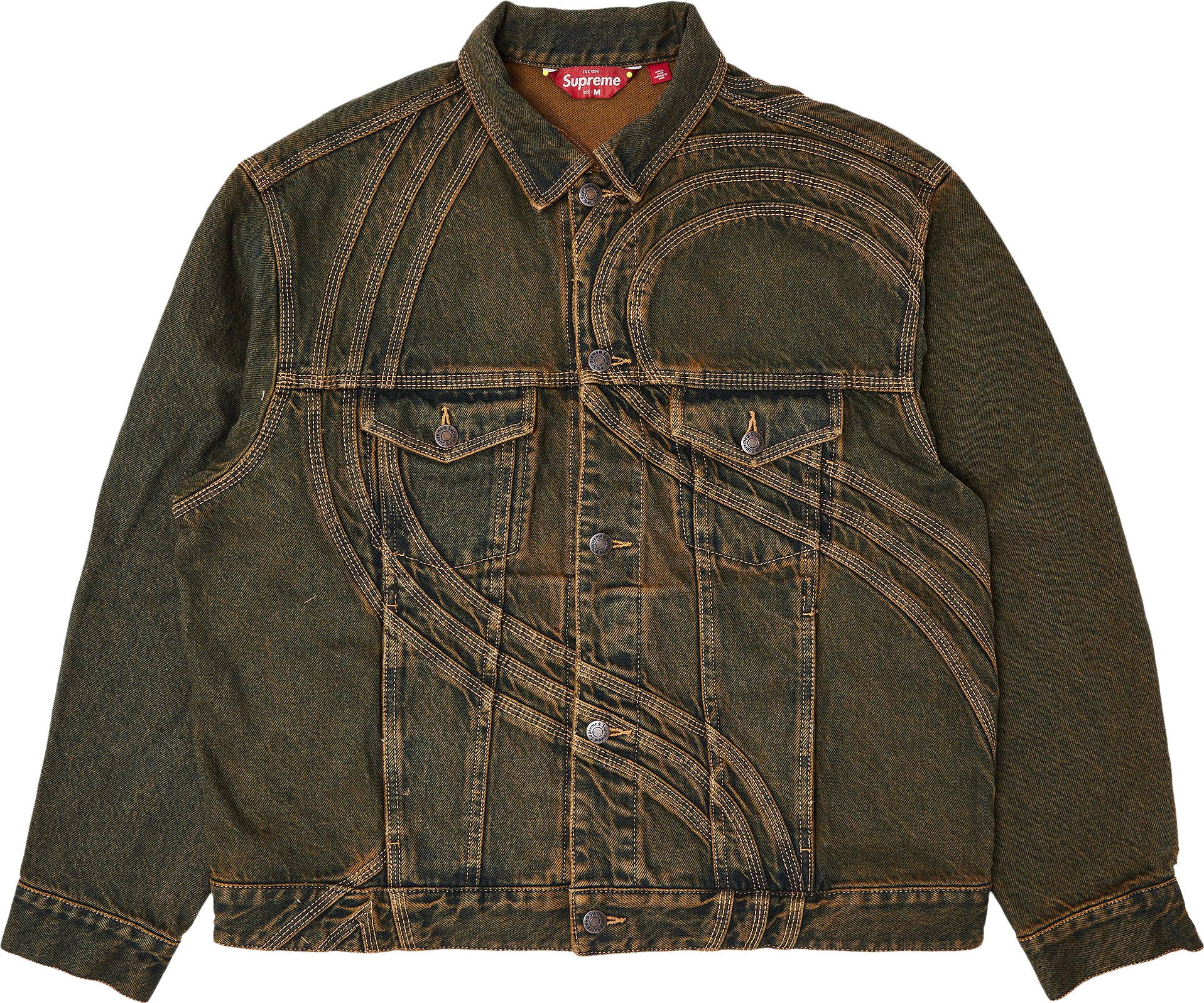 Supreme Logo Denim Trucker Jacket - Green | Editorialist