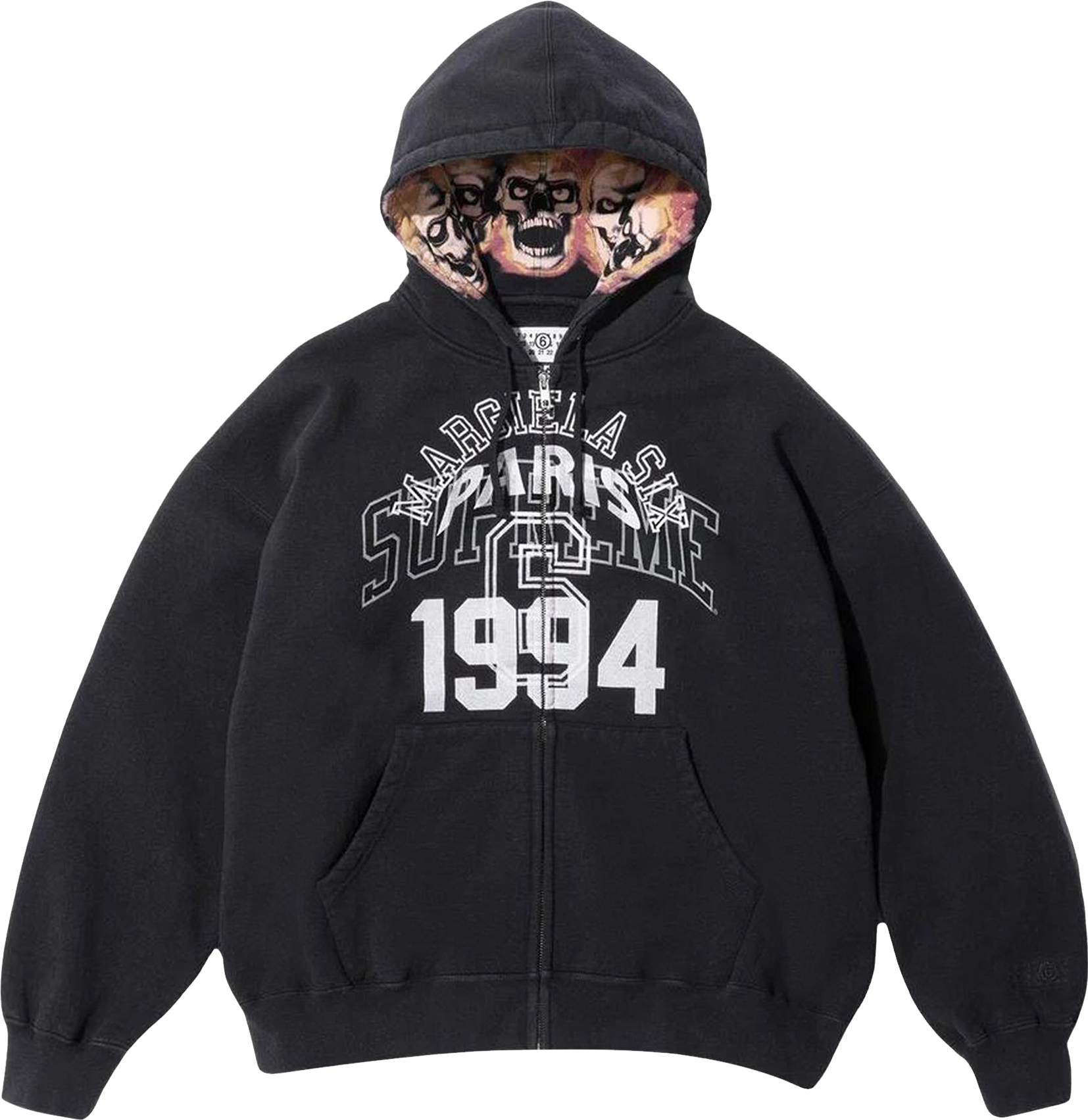 Supreme X Mm6 Maison Margiela Zip-Up Hooded Sweatshirt - Black