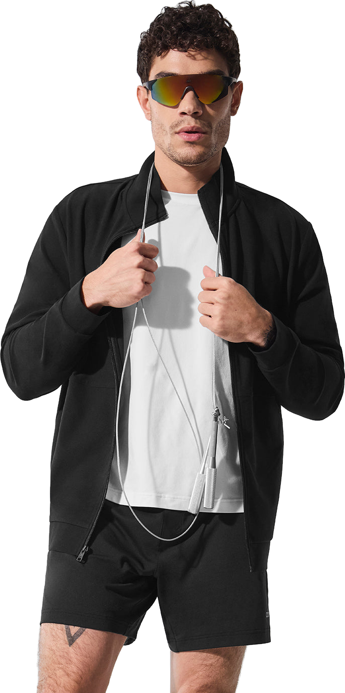 alo 新品未使用　ブラック 1/2ジップモックネック ヨガウェア Alo Yoga Conquer Max Mock Neck Full Zip Jacket - Black | Editorialist