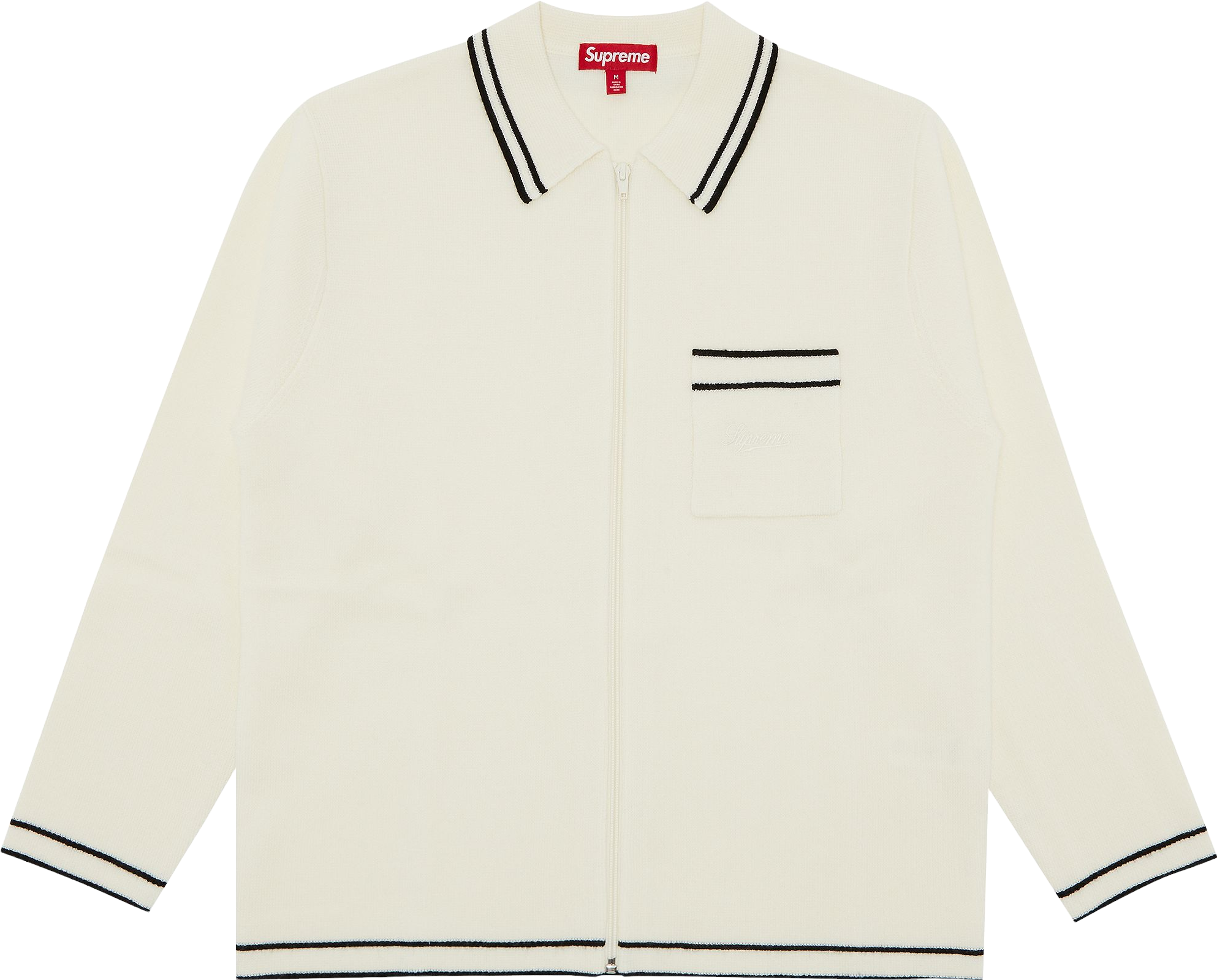 Supreme Zip-Up Polo Sweater - White | Editorialist
