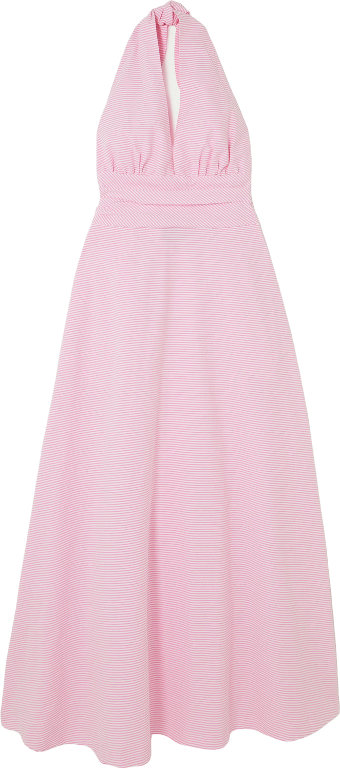 bernadette marilyn striped cotton halterneck maxi dress BERNADETTE Marilyn Striped Cotton Halterneck Maxi Dress - Women - Pink Dresses