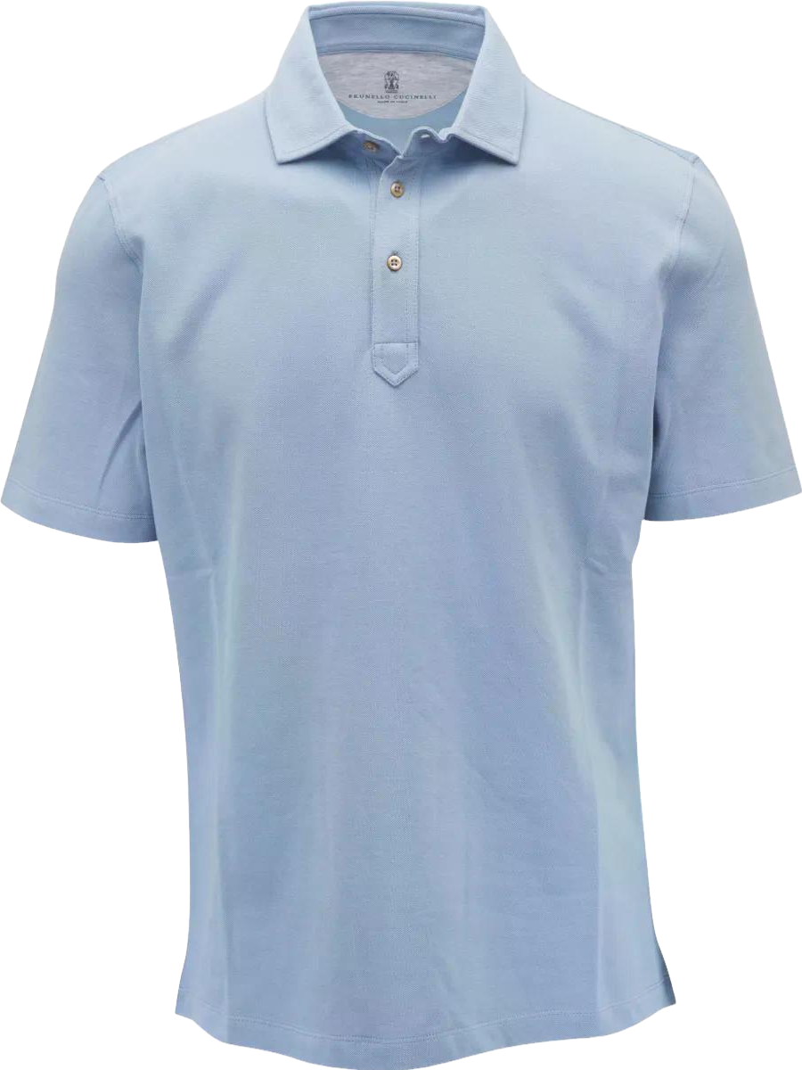 Brunello Cucinelli Short-Sleeve Polo Shirt - Blue | Editorialist