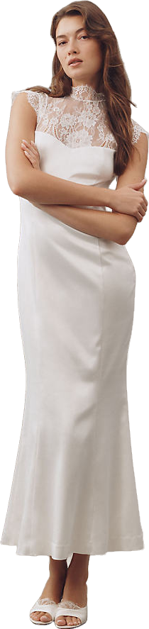 flare sleeve hollow out lace embroidery dress Vintage Flowers Embroidered Hollow Out Lace Dress High Neck Long Lante –  ETERNA