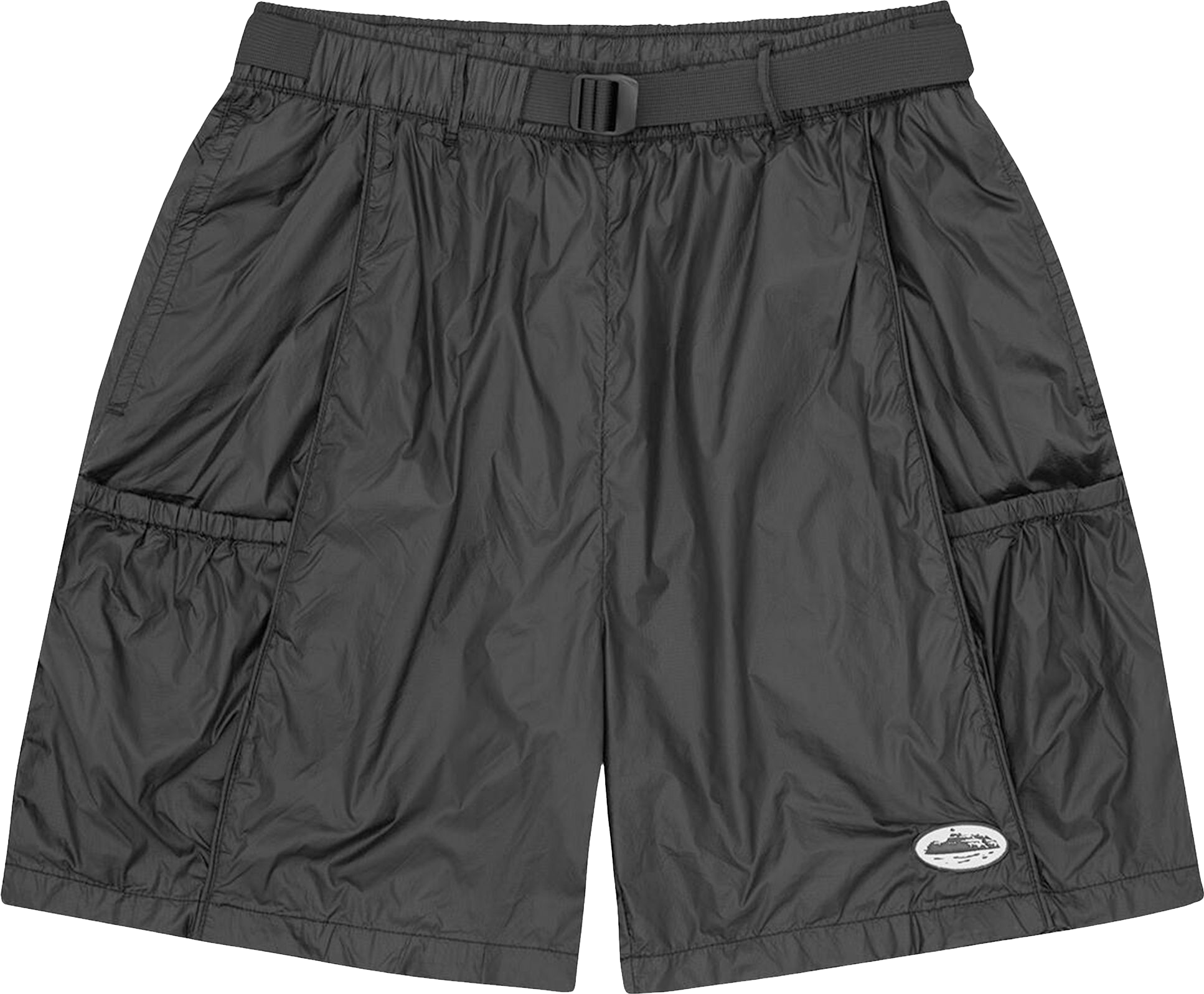 Corteiz Alcatraz Nylon Patch Shorts - Black | Editorialist