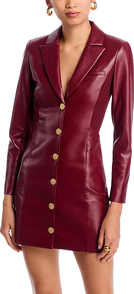 Alice + Olivia Michelle Faux Leather Dress In Oxblood - 70% Off