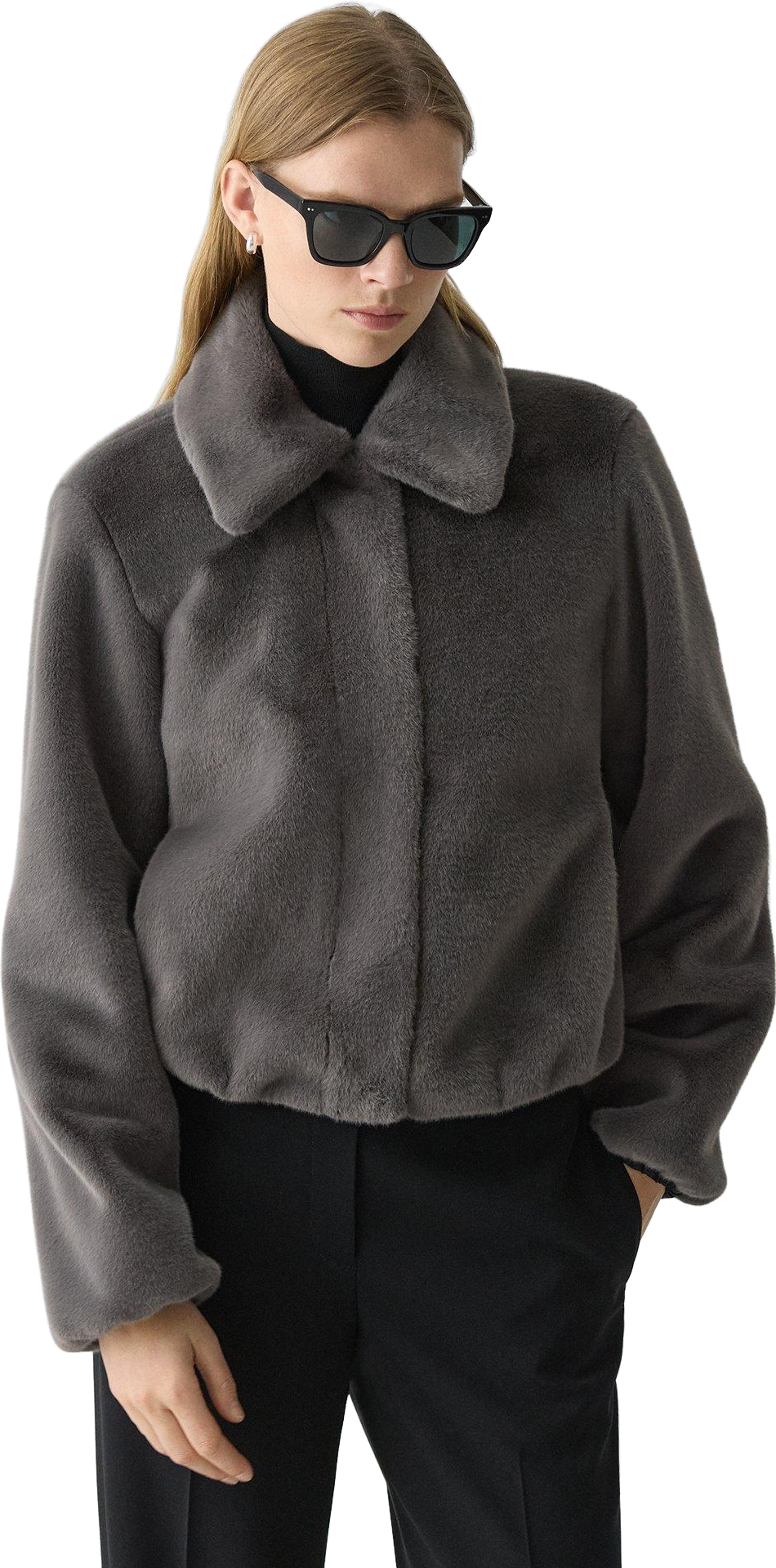 Theory Collared Faux Fur Jacket - Grey - 40% Off | Editorialist