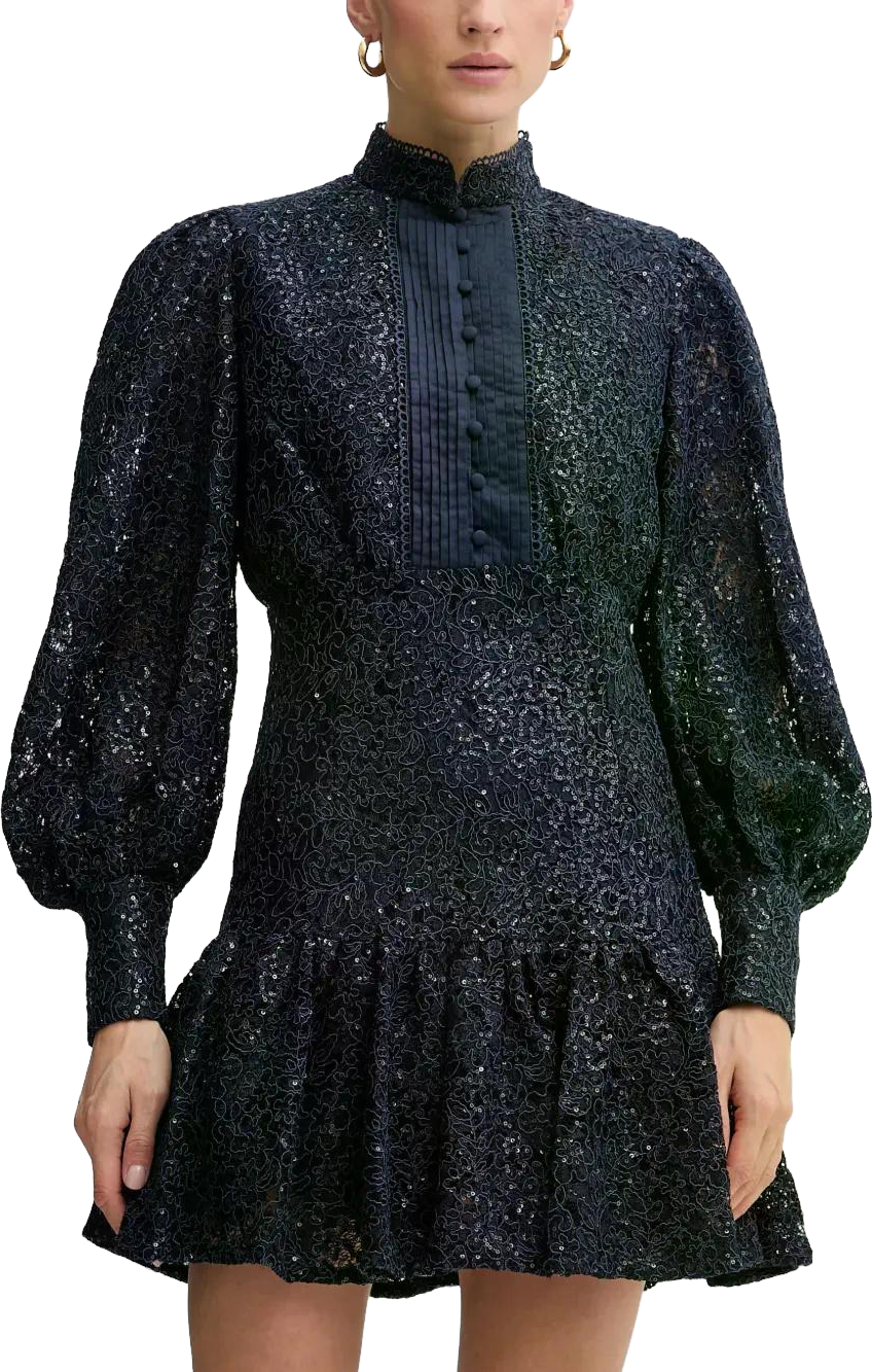 Bardot Remy Sequin-embellished Mini Dress With Ruffle Details - Blue Bardot Remy Sequin-embellished Mini Dress With Ruffle Details - Blue