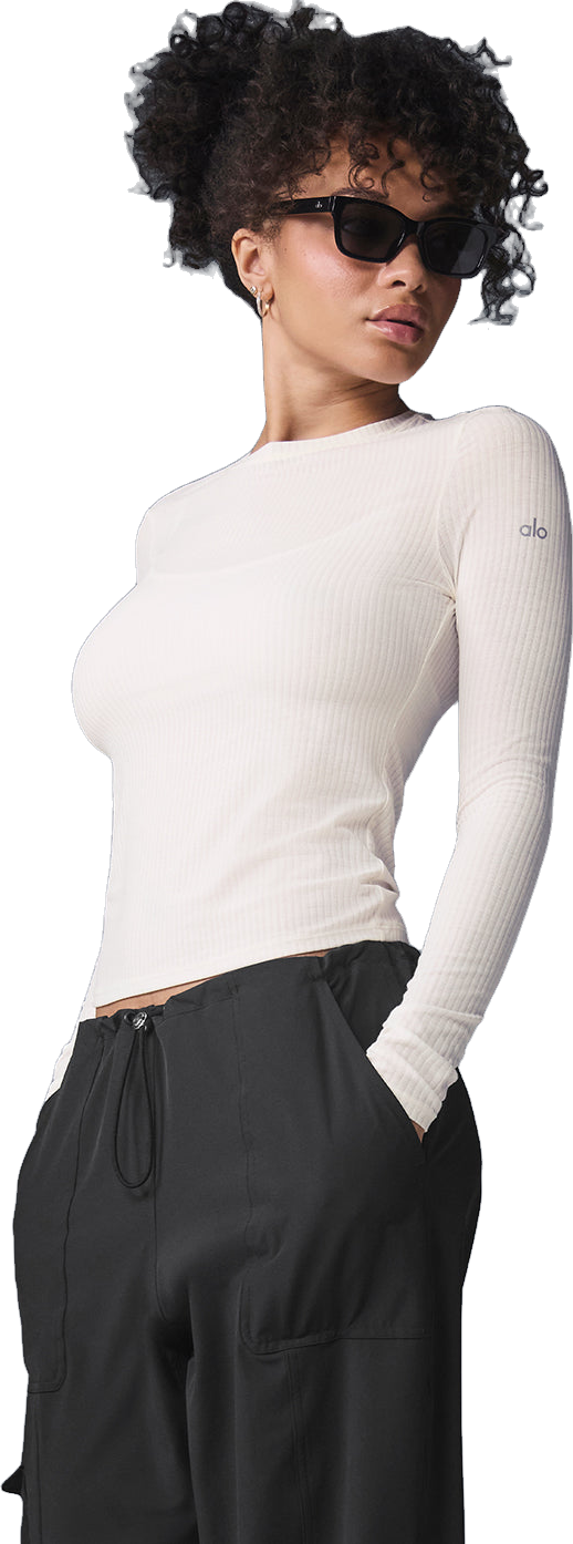 Alo Yoga Ribbed Sea Coast Long Sleeve - Black | Editorialist