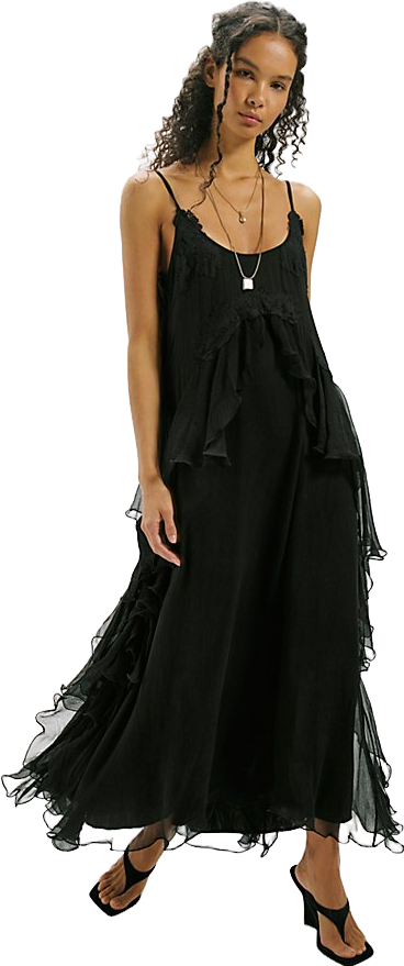 Nigel Preston Chiffon Maxi Dress With Ruffled Detailing - Damson |  Editorialist