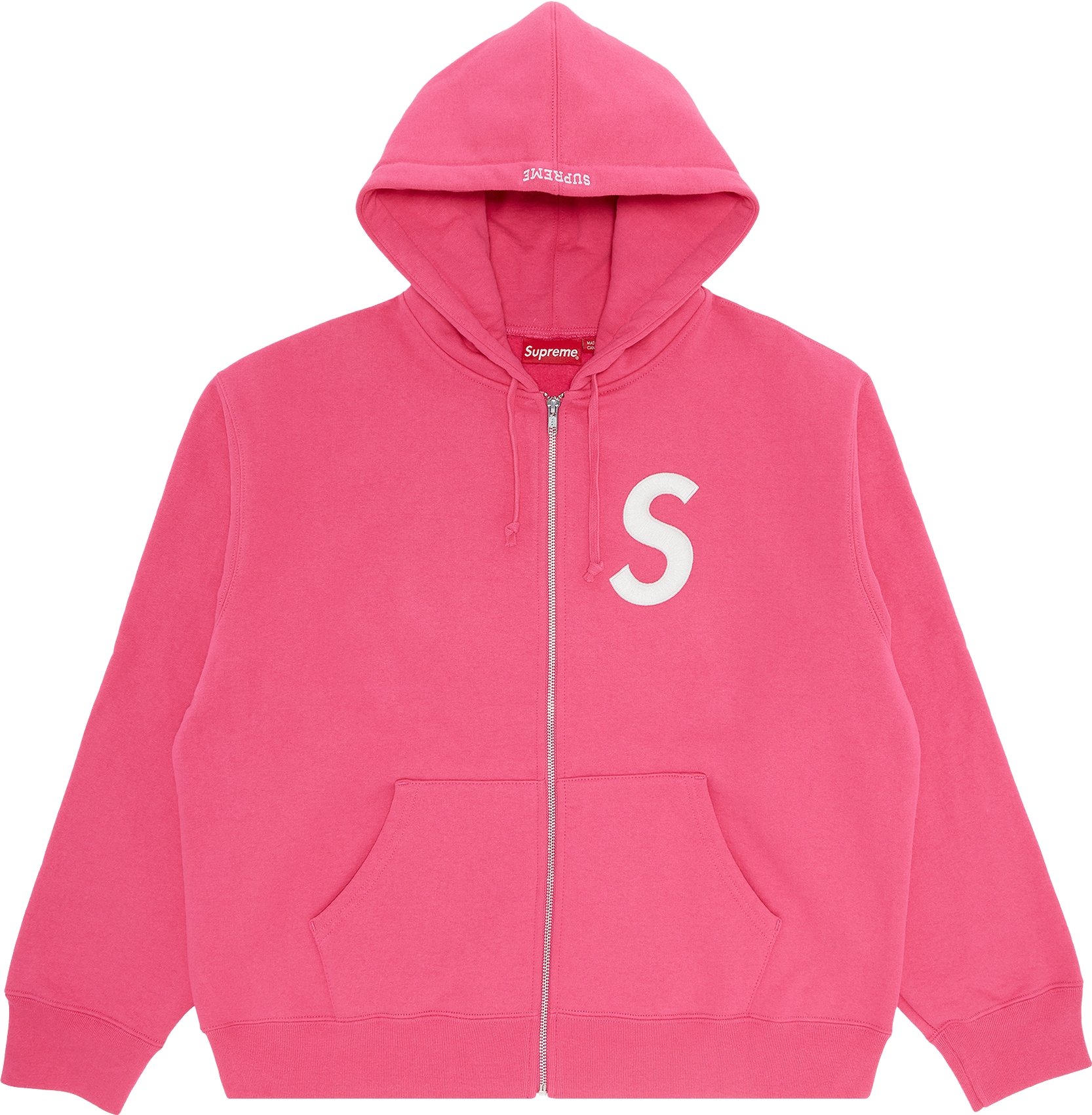 Supreme S Logo Zip Up Hooded Sweatshirt - Pink | Editorialist
