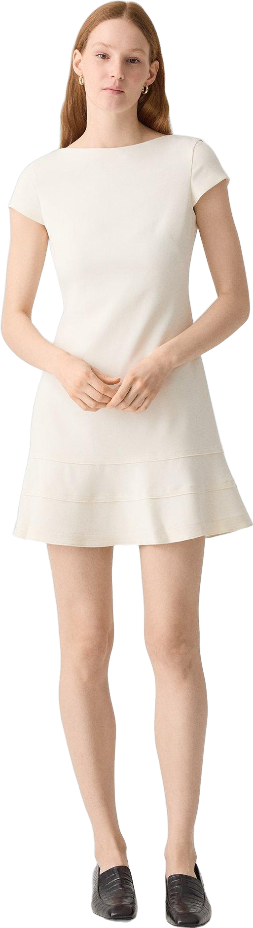theory a line mini dress Tiered in Admiral Crepe satin prom dress Model is wearing a Size:us-4 Vintage Long Sleeve Button