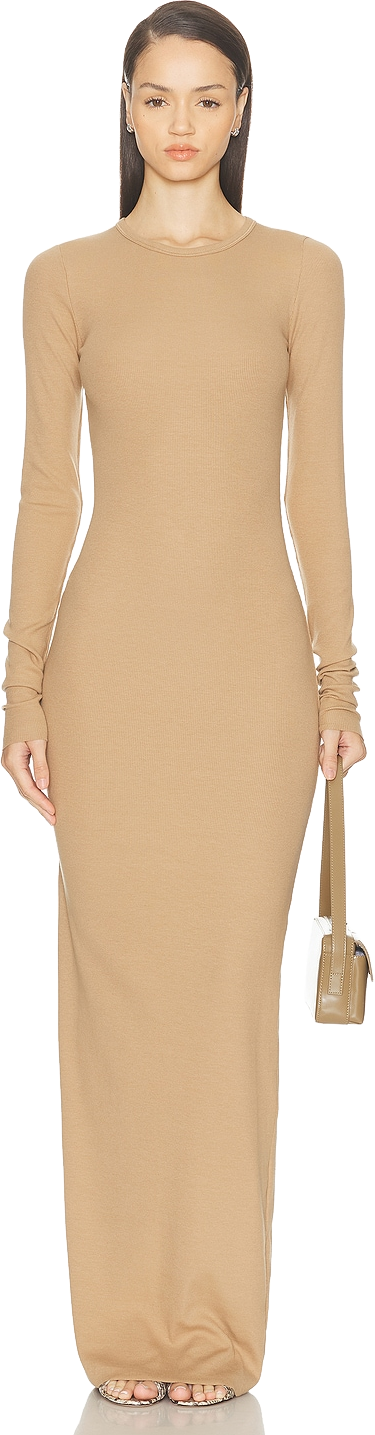 Eterne Long Sleeve Crewneck Maxi Dress - Black | Editorialist