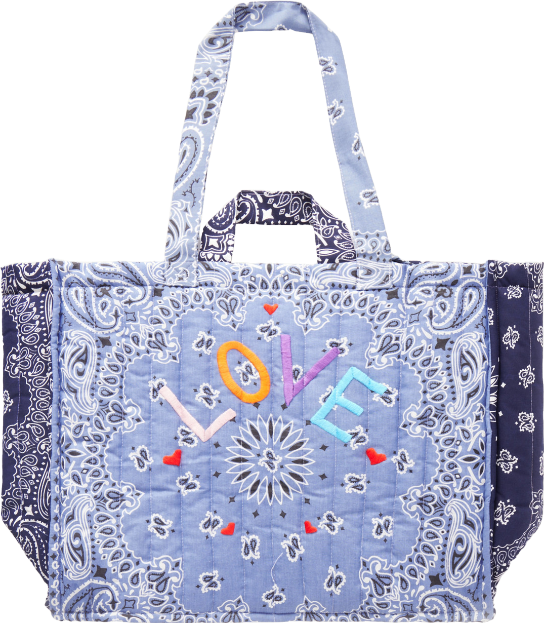 Call It By Your Name Cabas Maxi Embroidered Tote Bag - Blue
