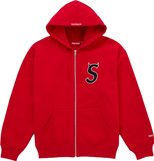 Supreme Devil Logo Zip Up Hooded Sweatshirt - Stripe | Editorialist