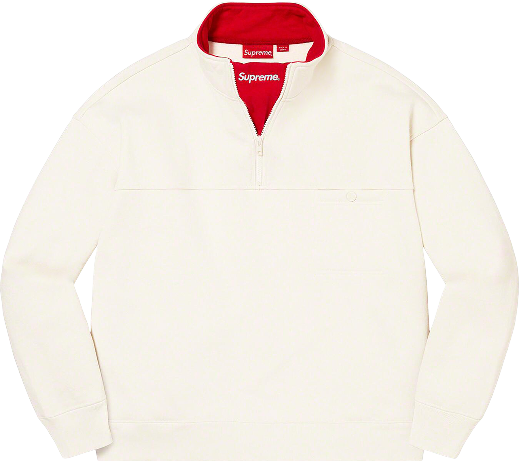 Supreme Washed Half Zip Pullover - Cream | Editorialist