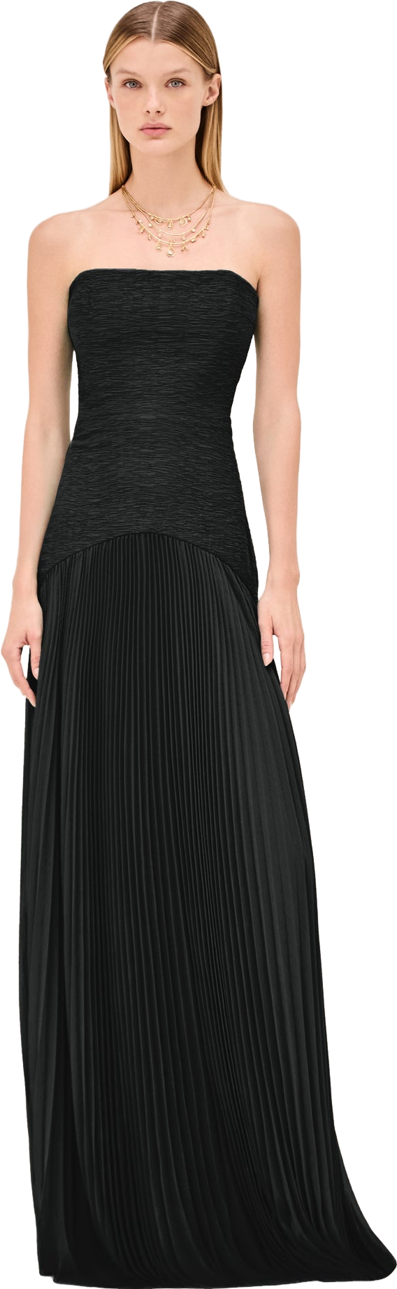 Alexis Sunniva Strapless Pleated-Skirt Gown - Black | Editorialist Alexis Sunniva Strapless Pleated-Skirt Gown - Black | Editorialist