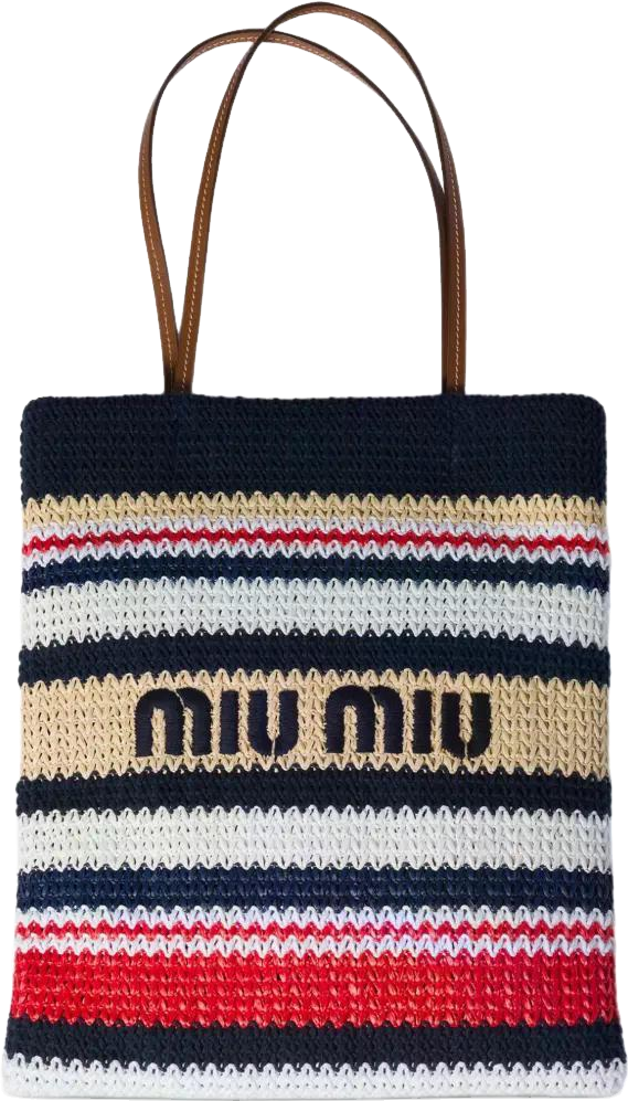 Miu Miu Raffia-Effect Woven Tote Bag - Brown | Editorialist