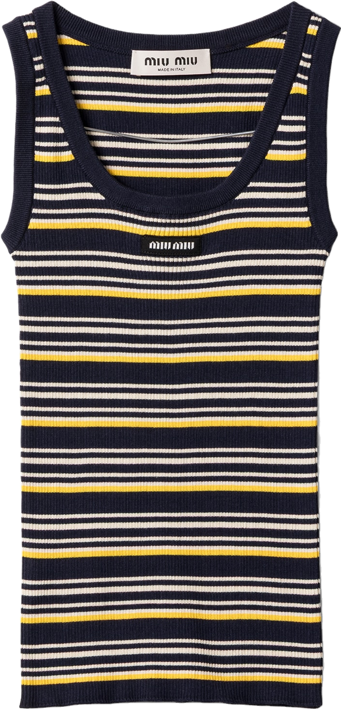 Miu Miu Cotton Tank Top - Navy | Editorialist