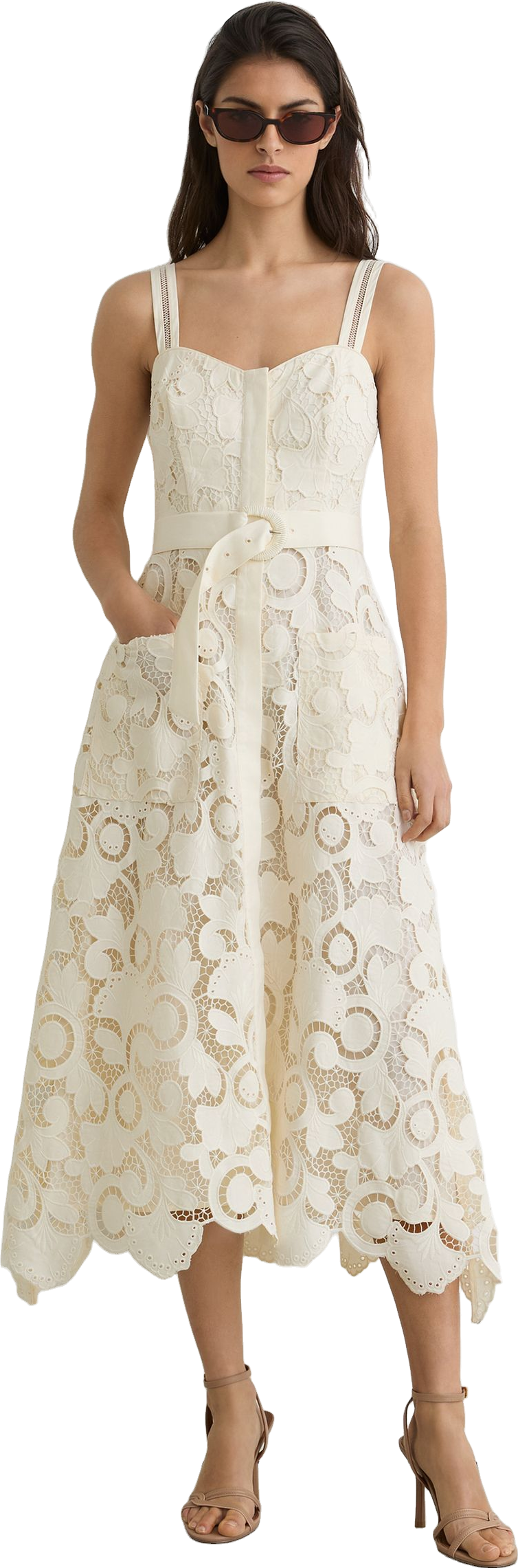 sophia vintage ivory lace fitted midi dress House Of Cb Cotton-blend - swim-cover