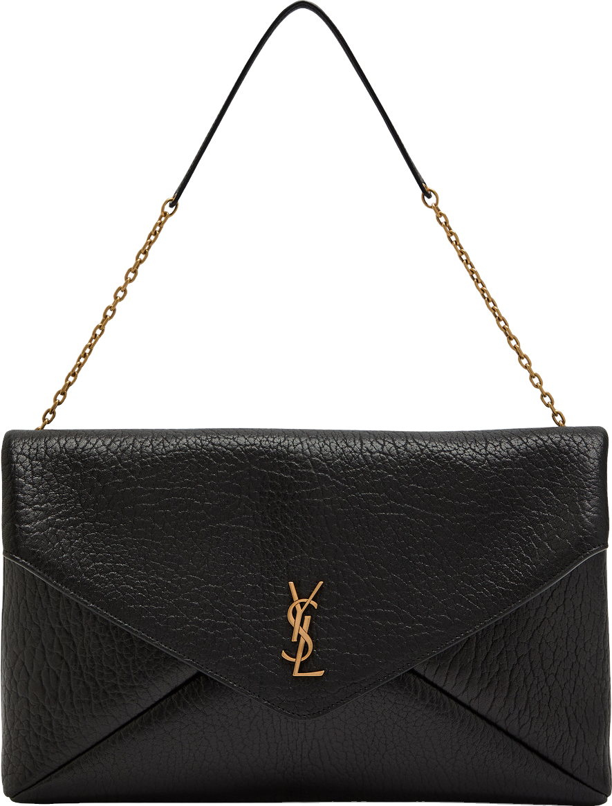 Saint Laurent Envelope Grained Leather Pouch - Black | Editorialist