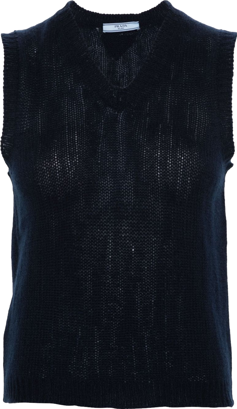 Prada V-Neck Cashmere Vest - Bleu - 41% Off | Editorialist