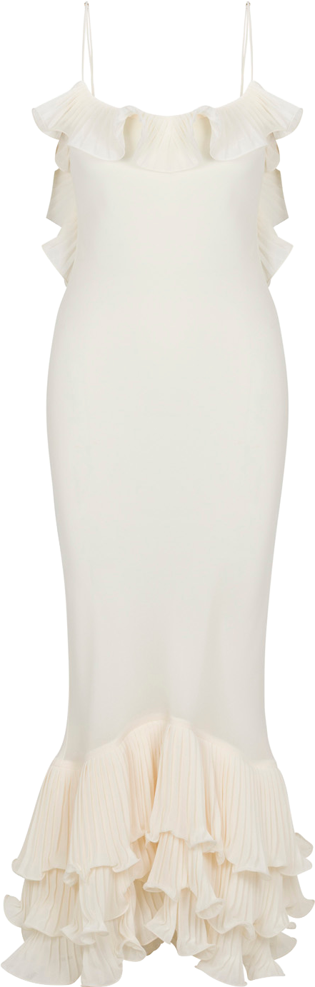 Delfi Ruffled Trim Maxi Dress - Cream
