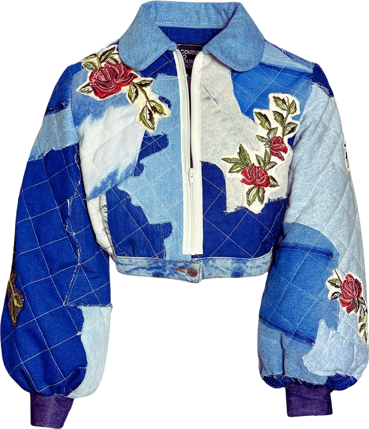 Supreme Zip-Off Sleeve Quilted Denim Bomber Jacket - Blue