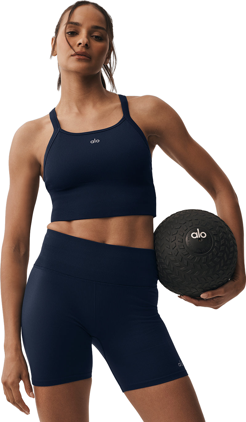 Alo Yoga Seamless Ribbed Favorite Bra Tank Top - Light Provence