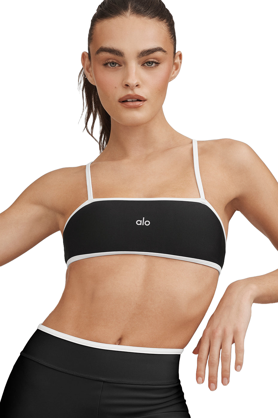 Alo Yoga Airlift Ribbed Jump Start V-Neck Bra In Size - Black