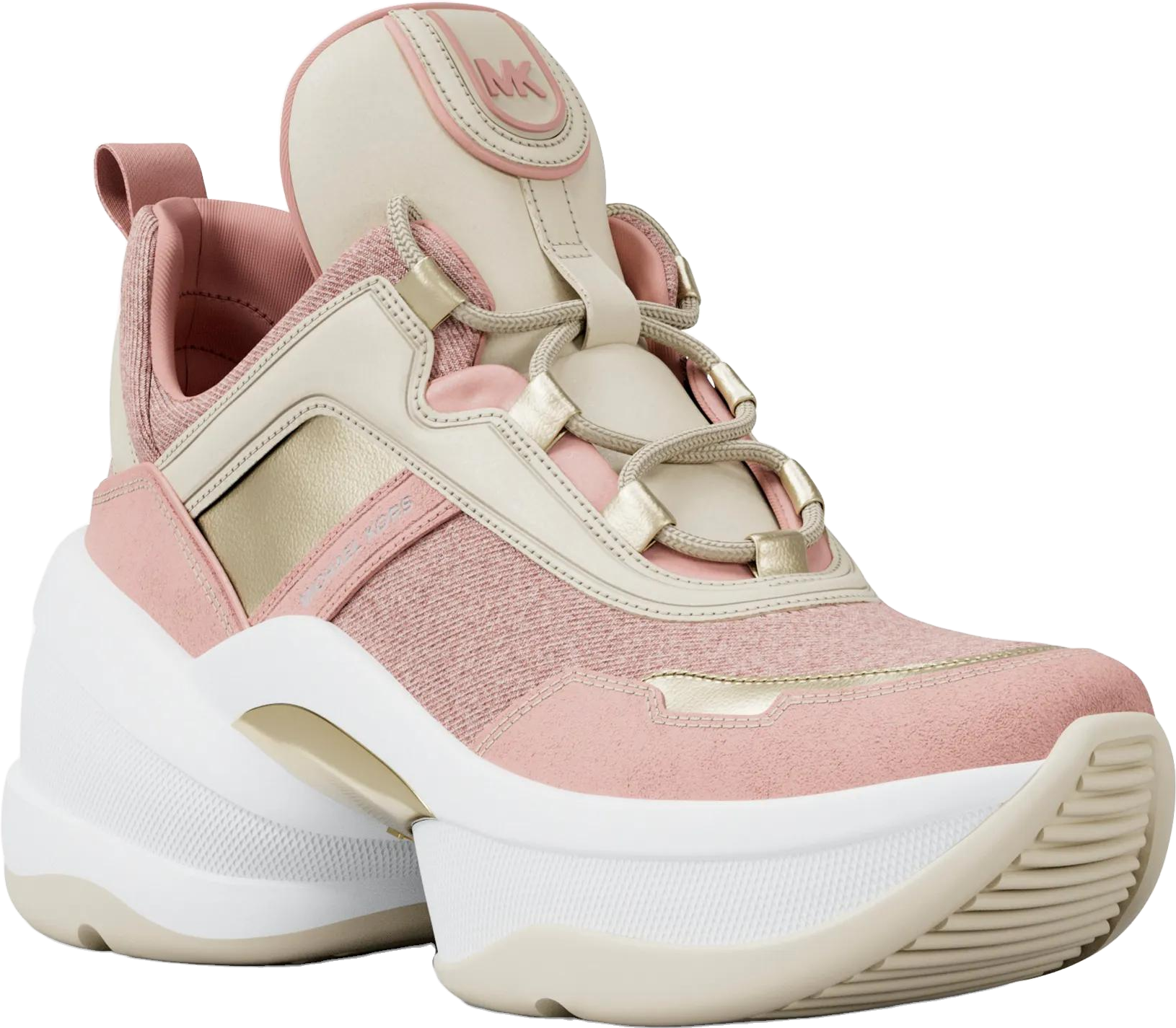 Michael Kors Olympia Mixed-Media Trainer - Pink - 64% Off